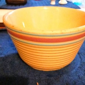 Antique Watt *brand * Mixing Bowl pink and Blue Stripes